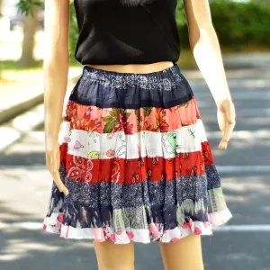 Boho Mini Patchwork Handmade Summer Cute Ruffled Printed Midi Cotton Skirt Assortment