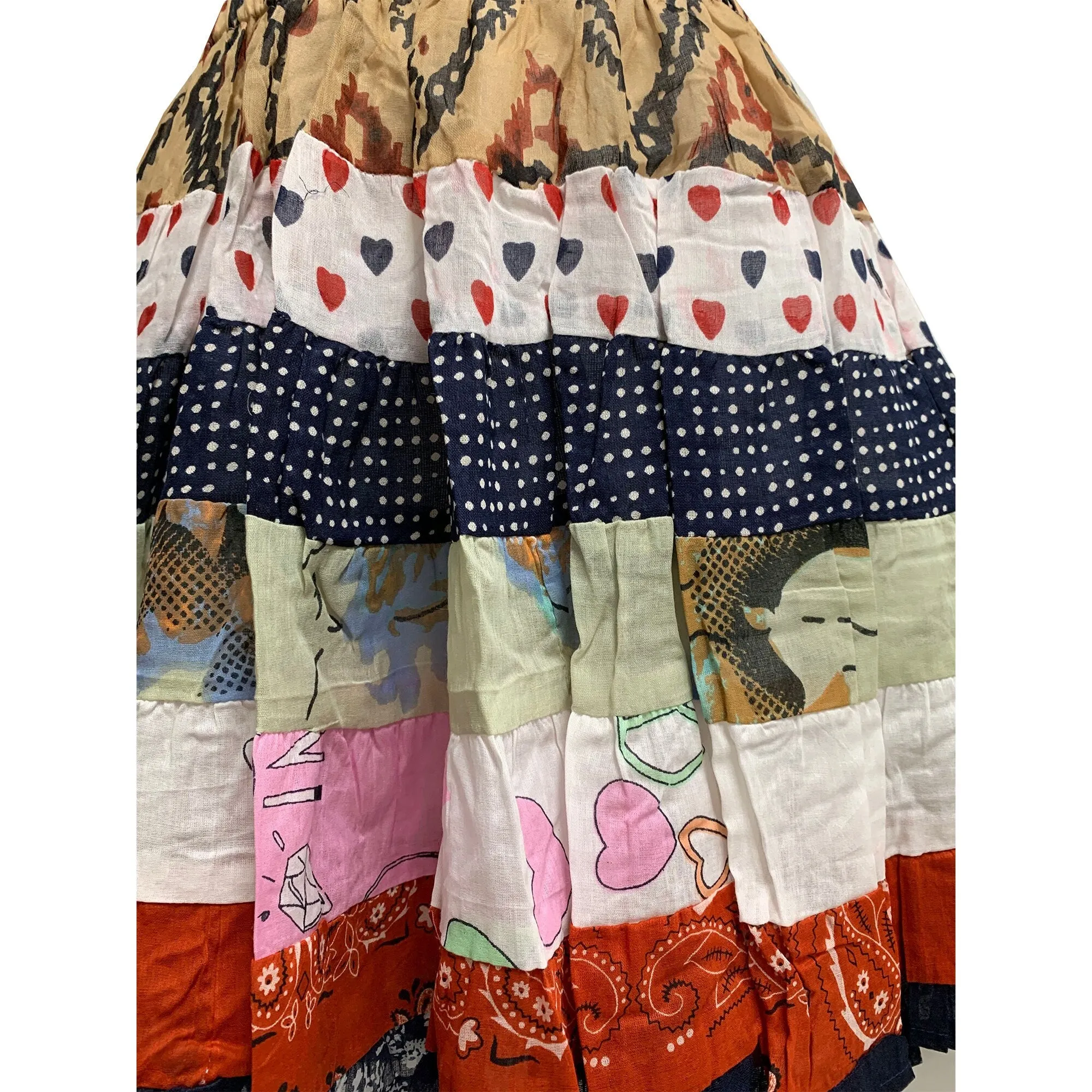 Boho Mini Patchwork Handmade Summer Cute Ruffled Printed Midi Cotton Skirt Assortment