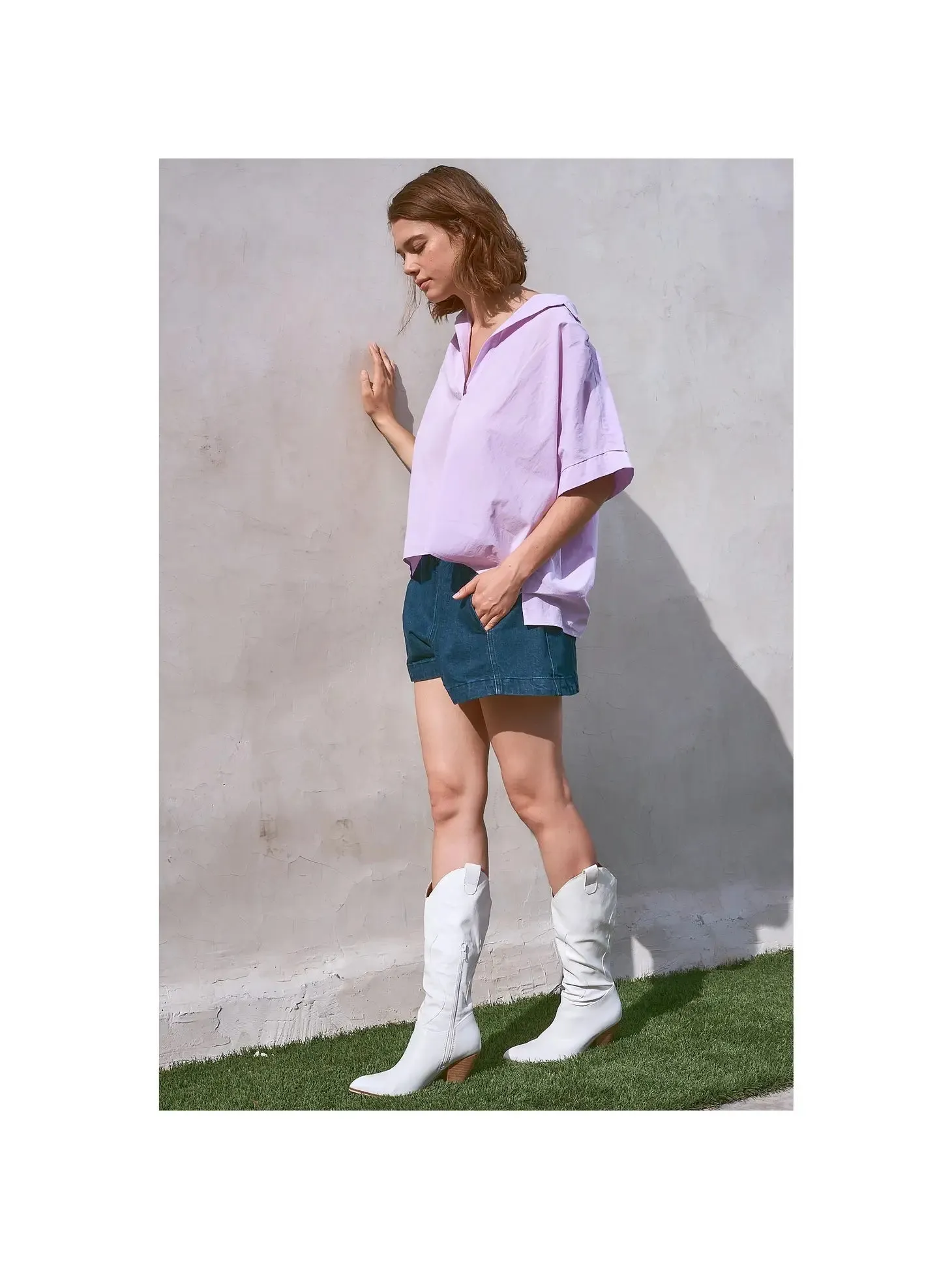 Boxy Lilac Drop Shoulder Shirt