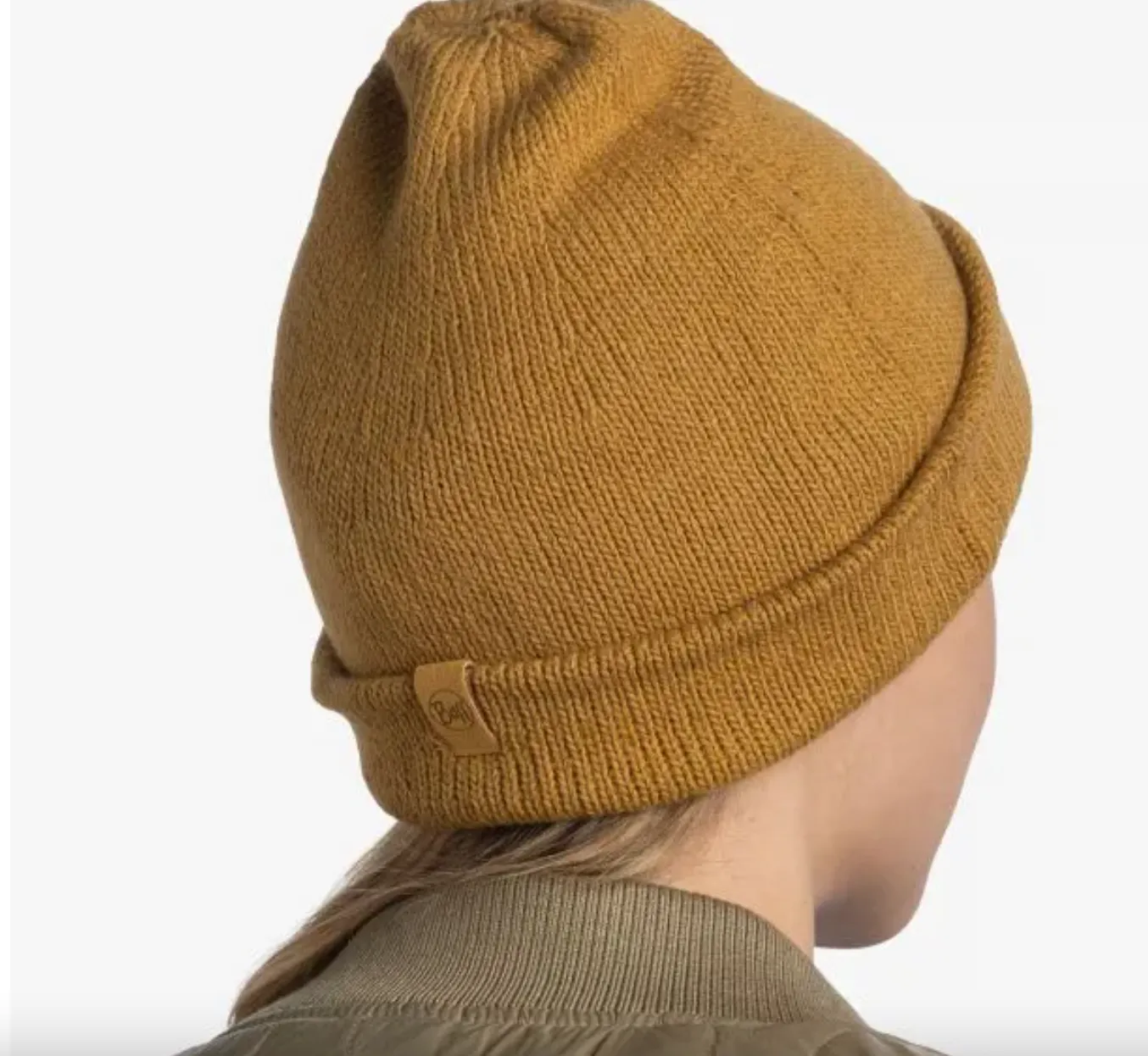 Buff Knitted Beanie Jarn Ocher