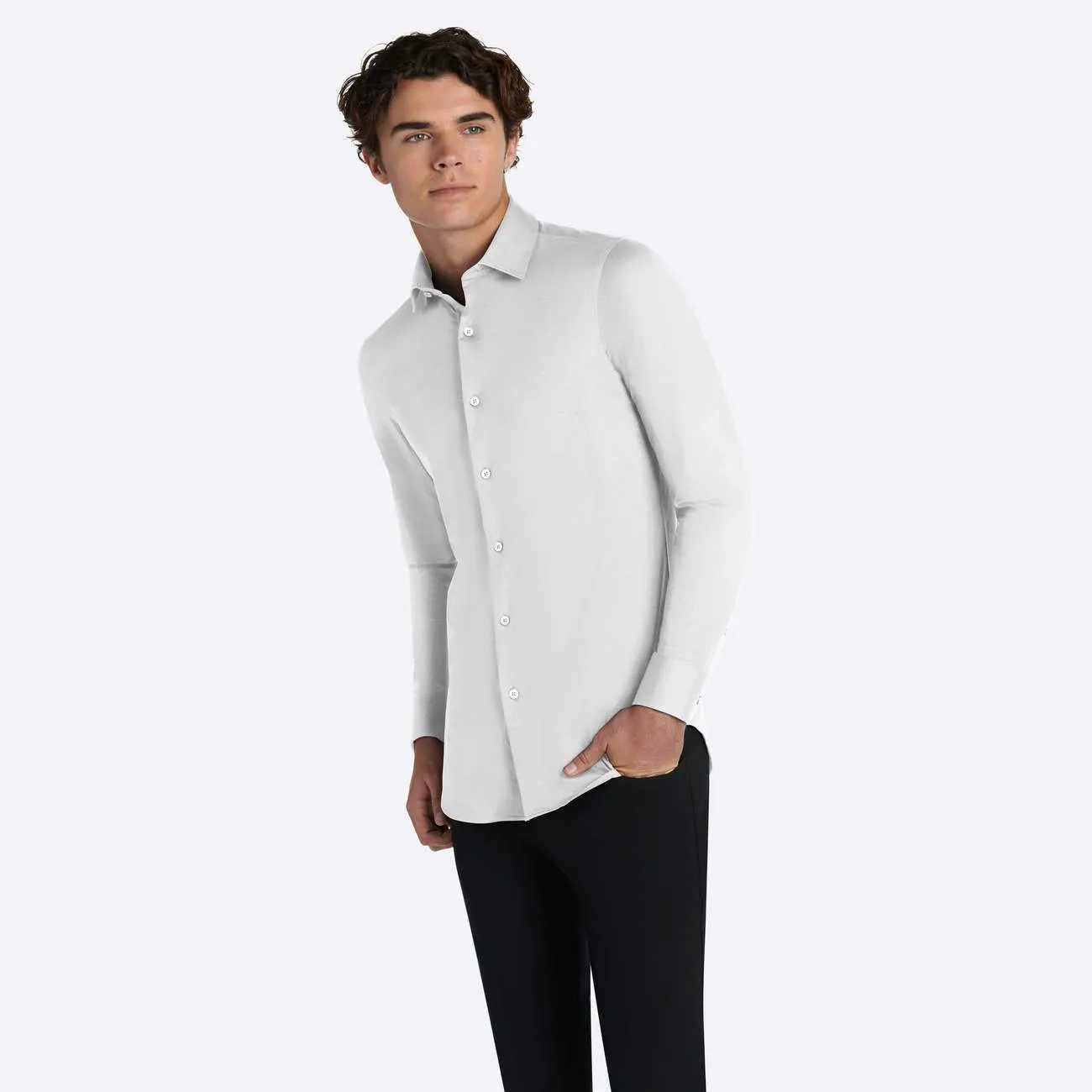 Bugatchi Solid White Print OoohCotton® Shirt