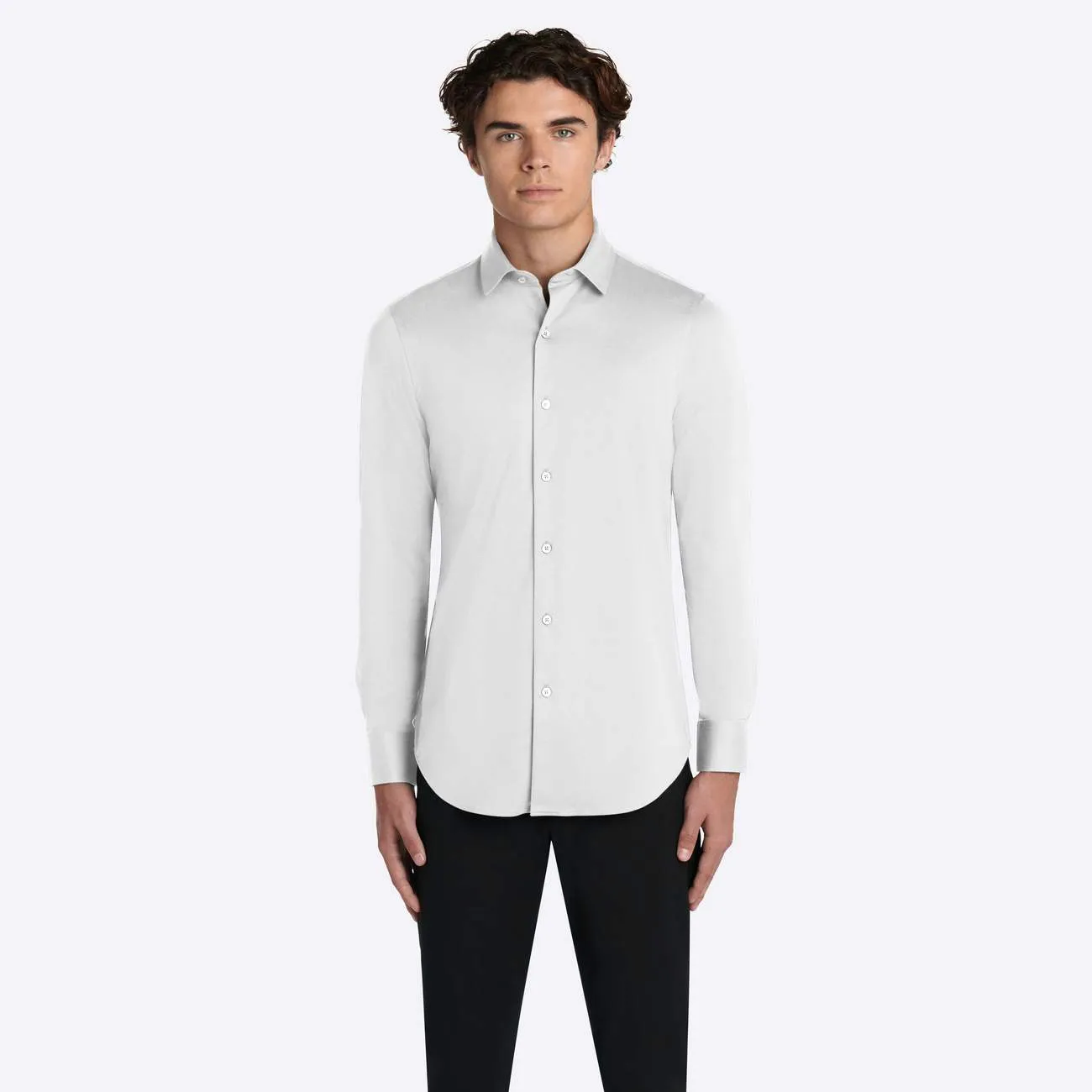 Bugatchi Solid White Print OoohCotton® Shirt
