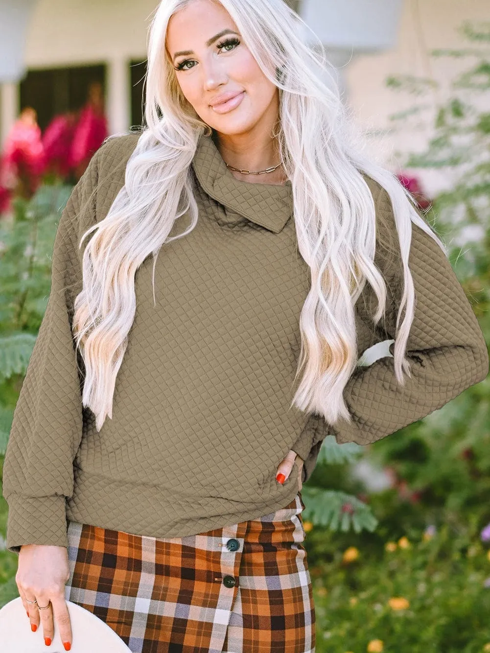 Button Detail Asymmetrical Sweatshirt