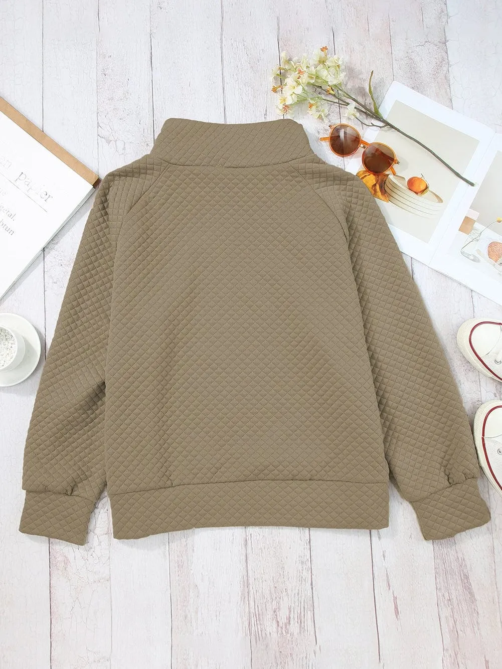 Button Detail Asymmetrical Sweatshirt