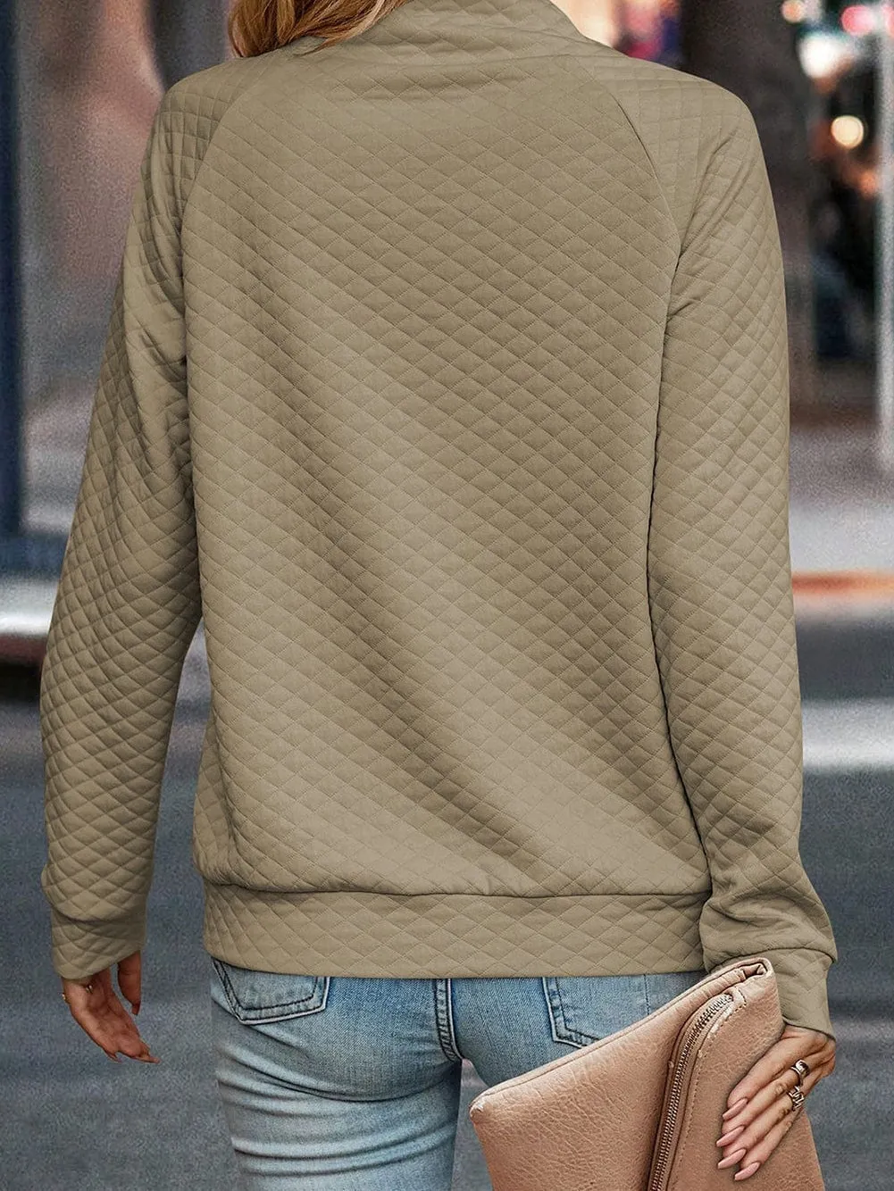 Button Detail Asymmetrical Sweatshirt