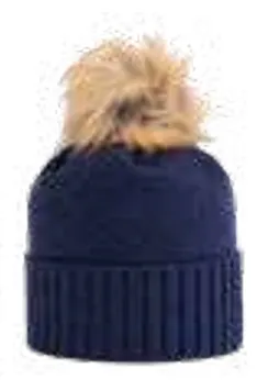 Cashmere Beanie With Fur Pom