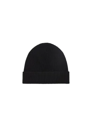 Cashmere Ribbed Beanie—black