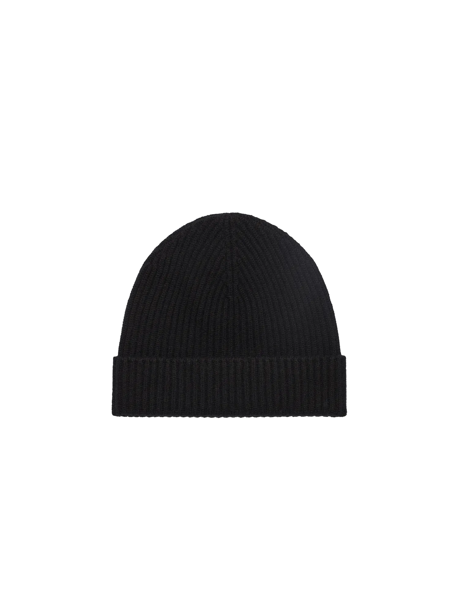Cashmere Ribbed Beanie—black