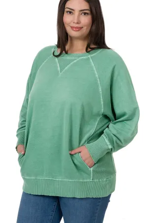 Casual Plus Pullover Sweatshirt - Green