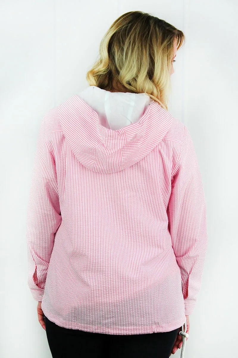 Charles River Women's Pink Seersucker Bar Harbor Pullover (Wholesale Pricing N/A)
