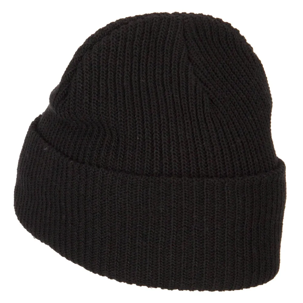 Christmas Hat with Santa Claus Embroidered Eco Cotton Ribbed XL Cuff Beanie