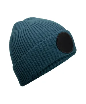 Circular fashion patch beanie | Airforce Blue/Black