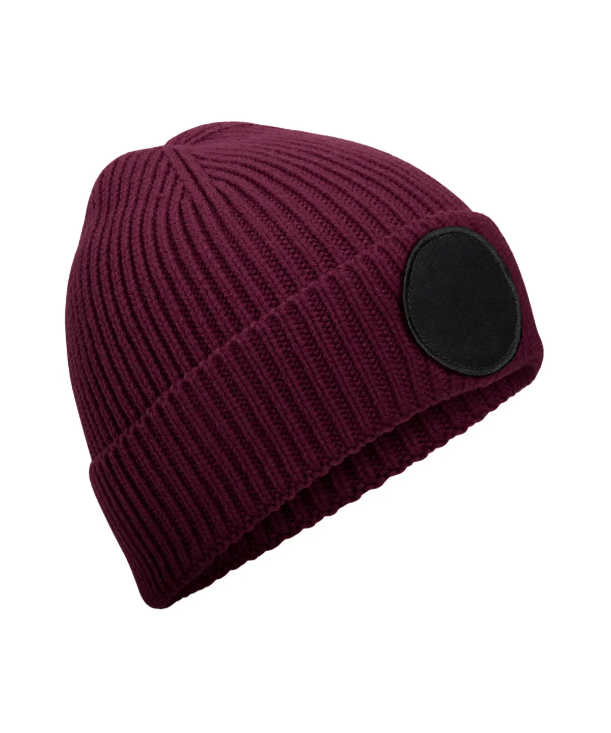 Circular fashion patch beanie | Burgundy/Black