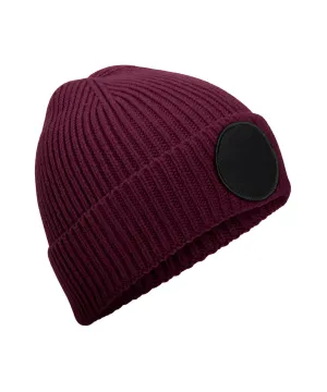 Circular fashion patch beanie | Burgundy/Black