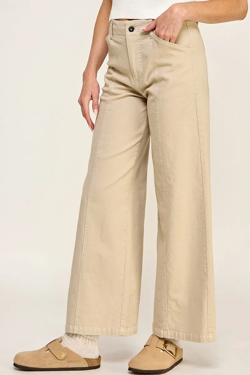 Clean Seamed Wide Leg Jeans