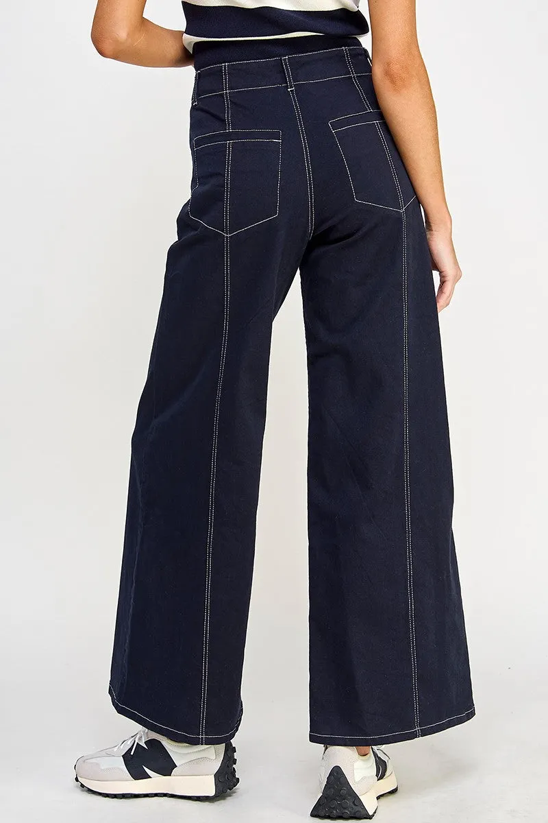 Clean Seamed Wide Leg Jeans