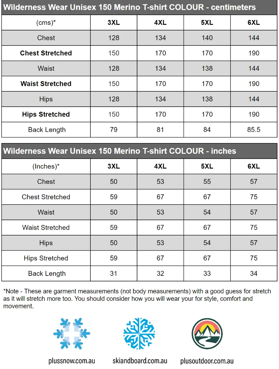 CLEARANCE - Wilderness Wear Mens Plus Size Merino T-Shirt Cumulo 150 Orange