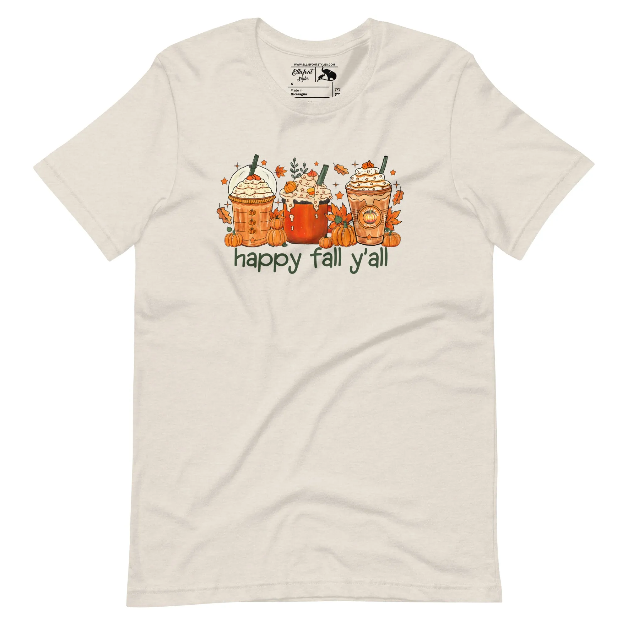 Coffee Latte Happy Fall Y'all Tshirt