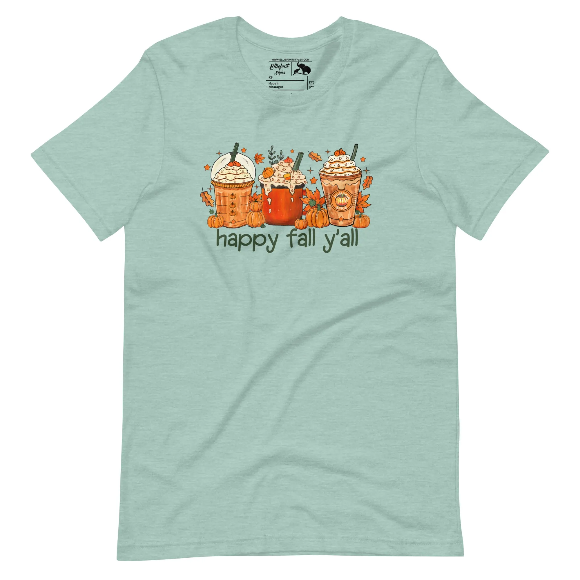 Coffee Latte Happy Fall Y'all Tshirt