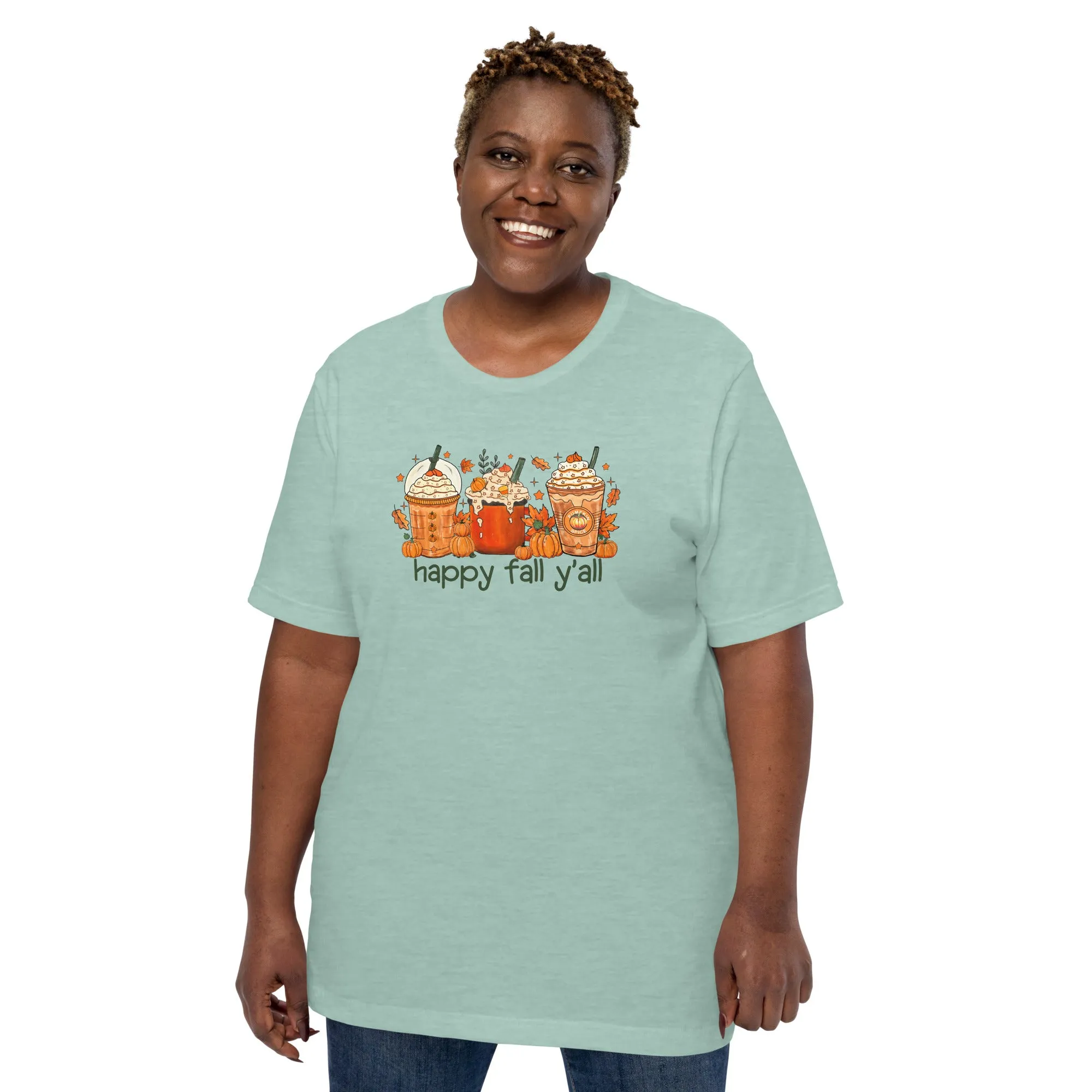 Coffee Latte Happy Fall Y'all Tshirt