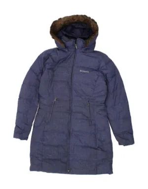 COLUMBIA Womens Hooded Padded Coat UK 10 Small Navy Blue Nylon