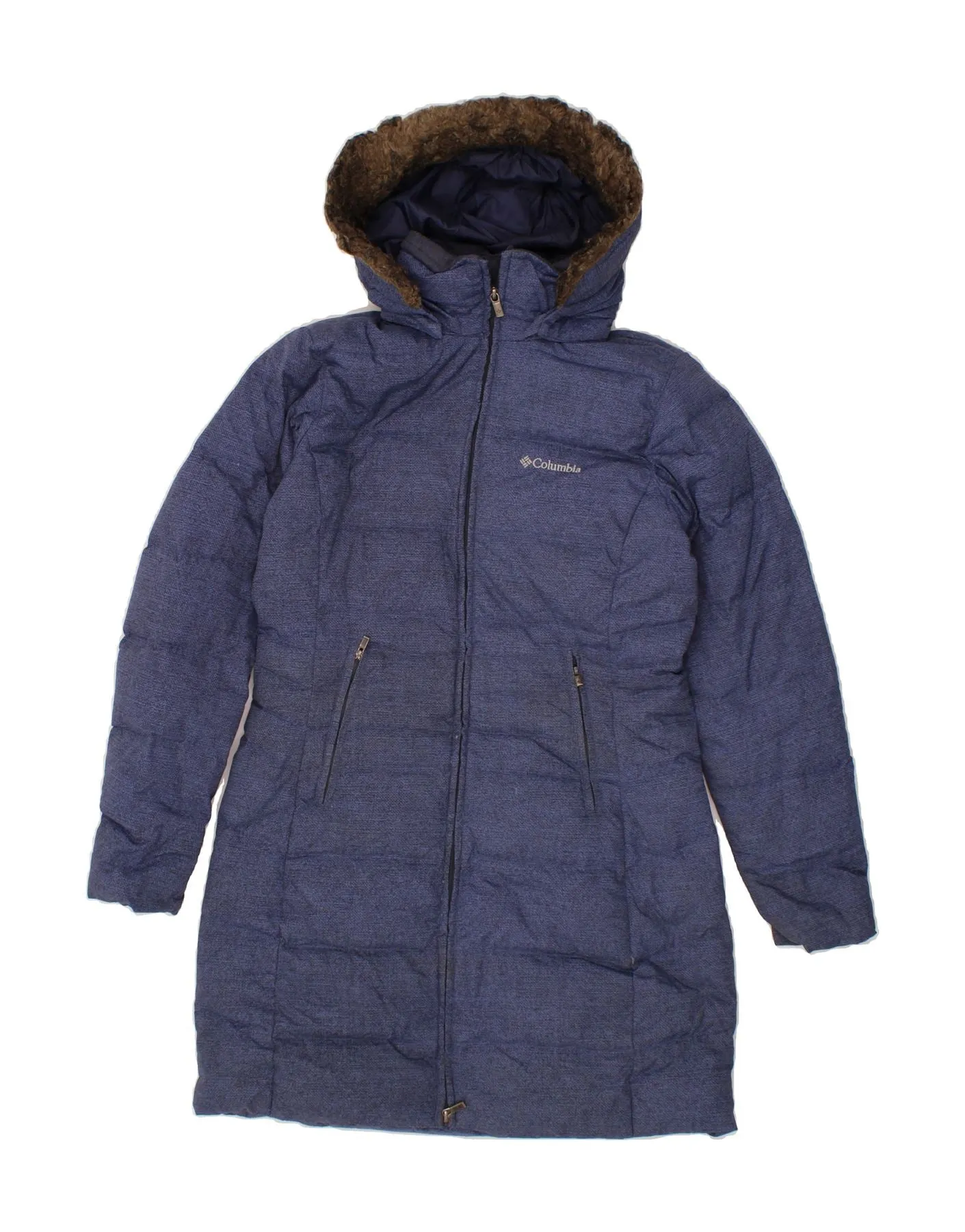 COLUMBIA Womens Hooded Padded Coat UK 10 Small Navy Blue Nylon