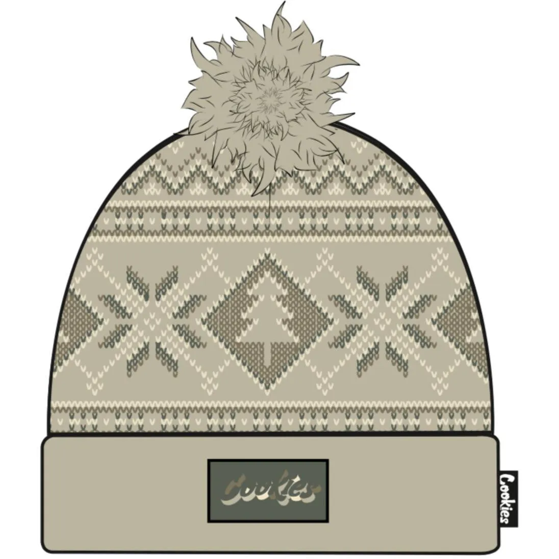 Cookies Searchlight Jacquard Cream Beanie (1562X6491)