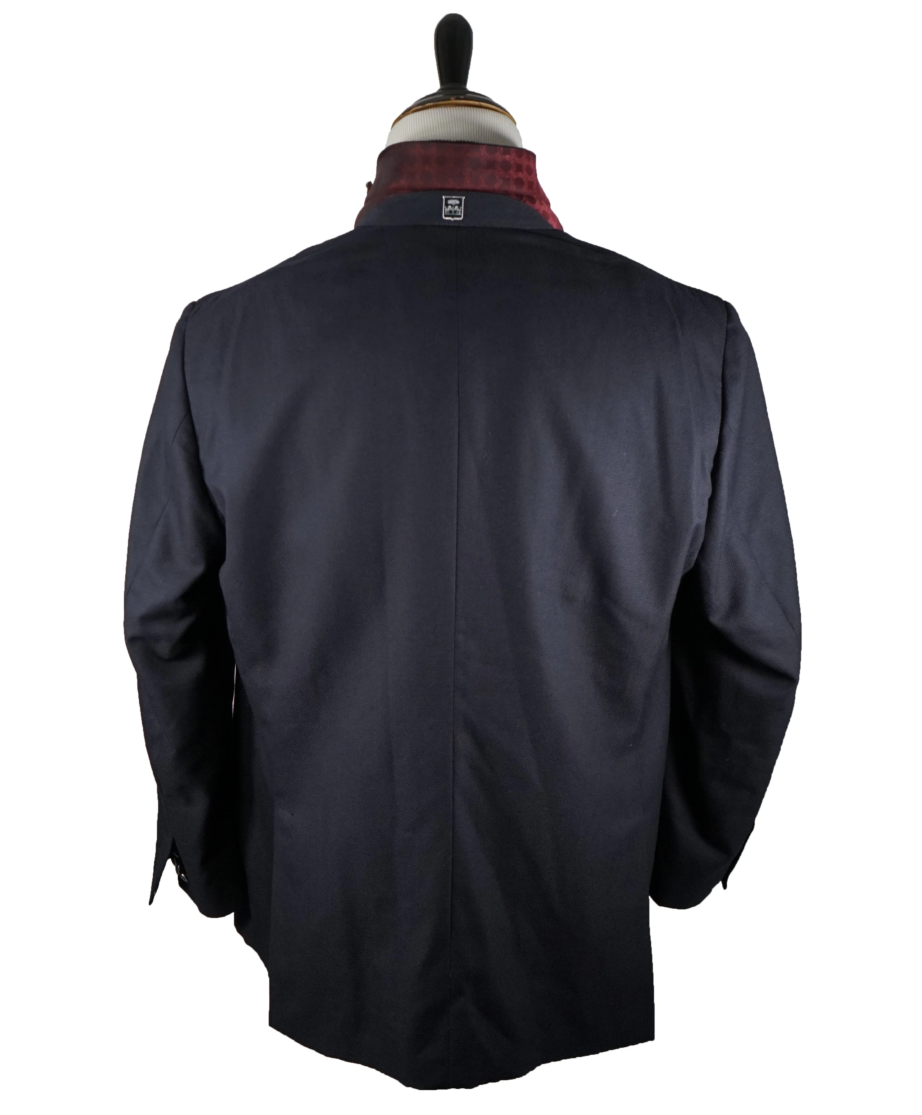 CORNELIANI - ID Wool Blazer Coat Logo Hardware Suede Detail - 46R