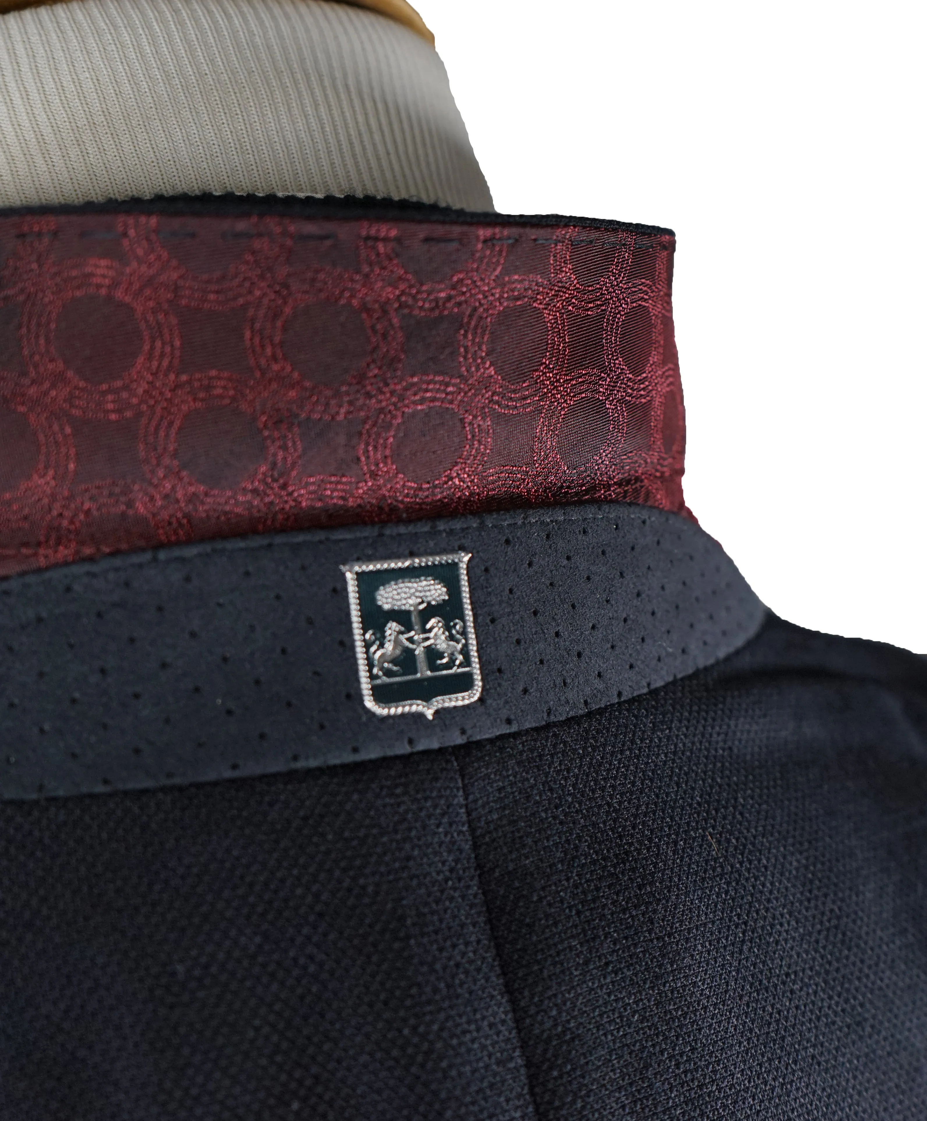 CORNELIANI - ID Wool Blazer Coat Logo Hardware Suede Detail - 46R