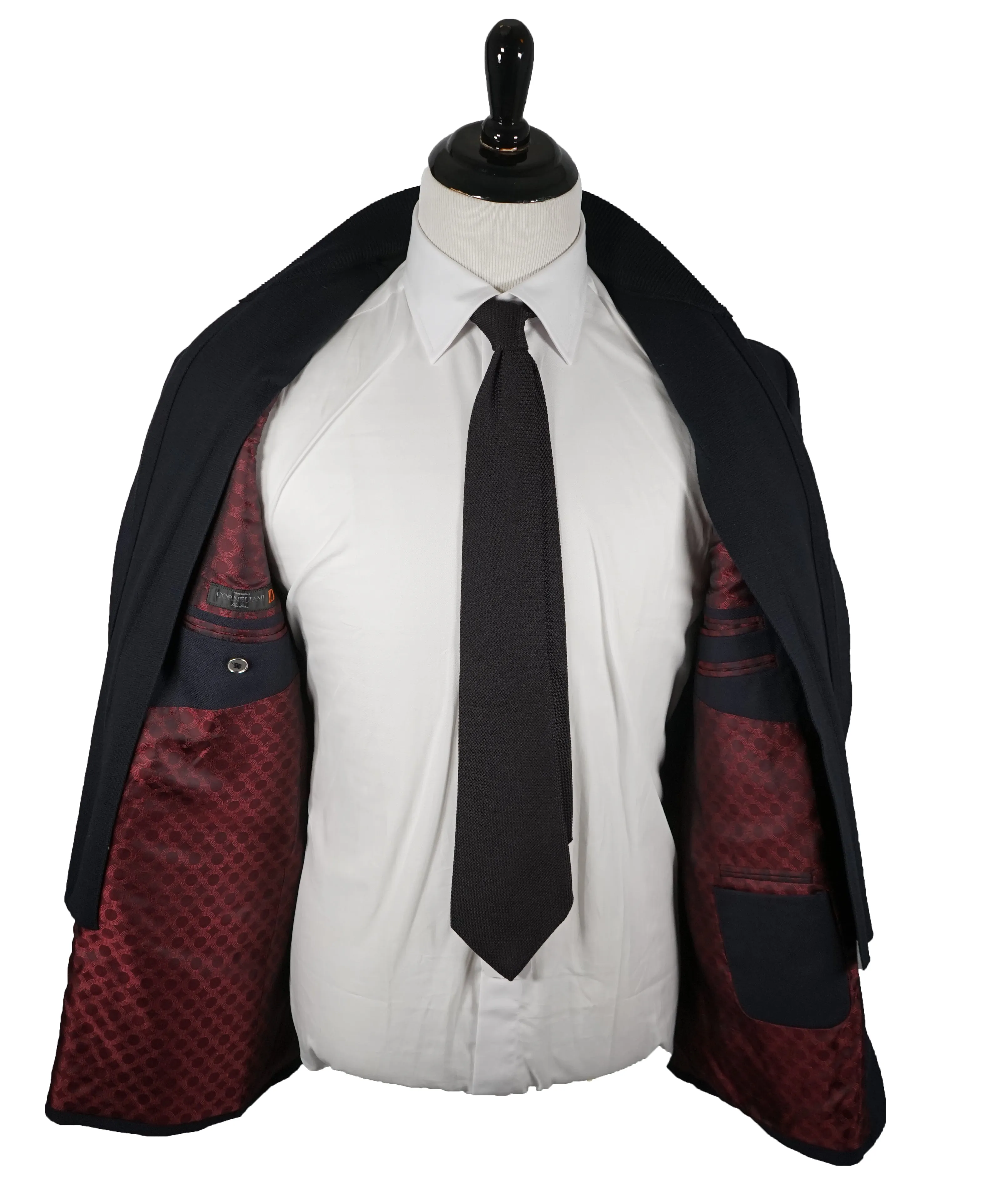 CORNELIANI - ID Wool Blazer Coat Logo Hardware Suede Detail - 46R
