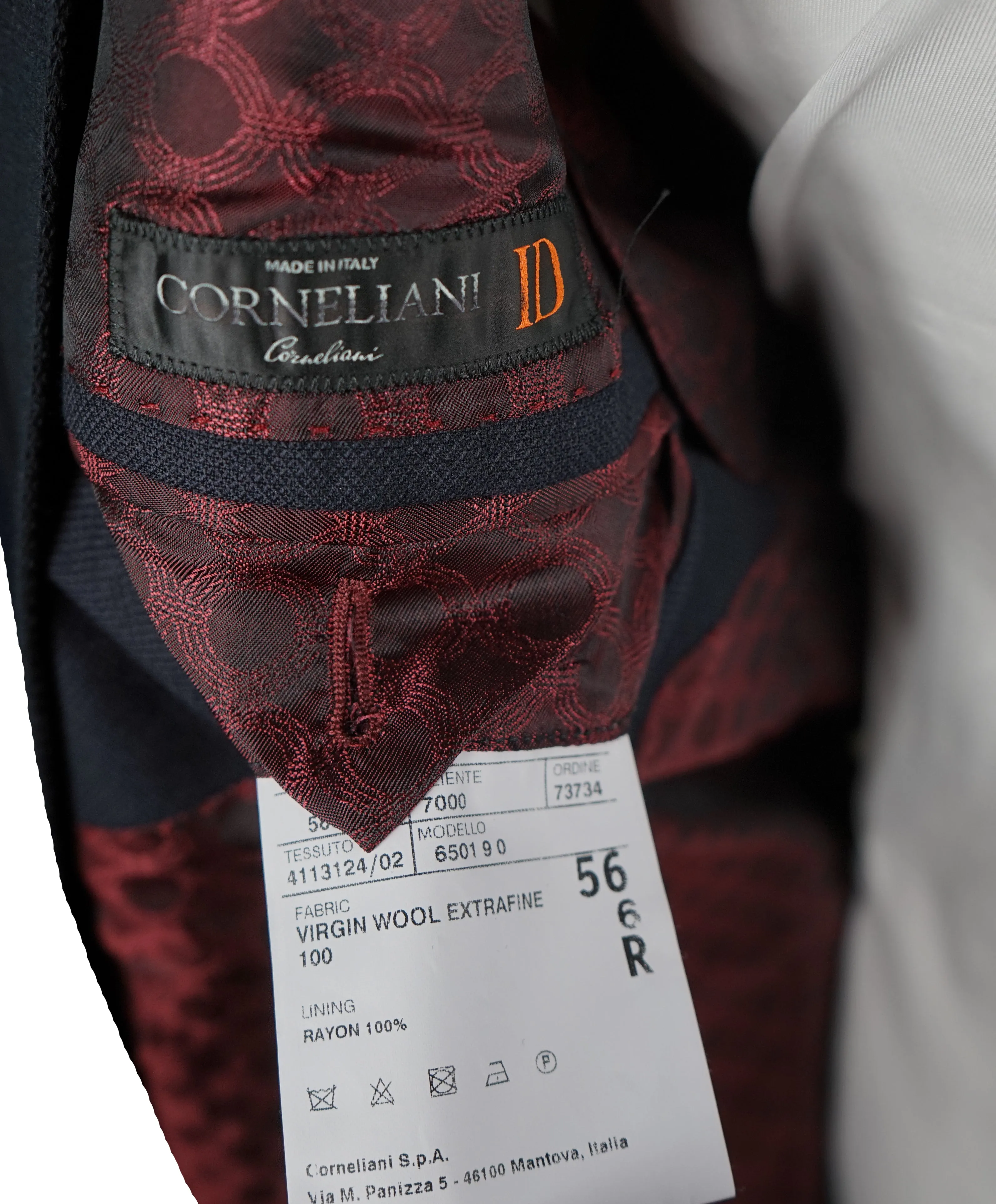 CORNELIANI - ID Wool Blazer Coat Logo Hardware Suede Detail - 46R
