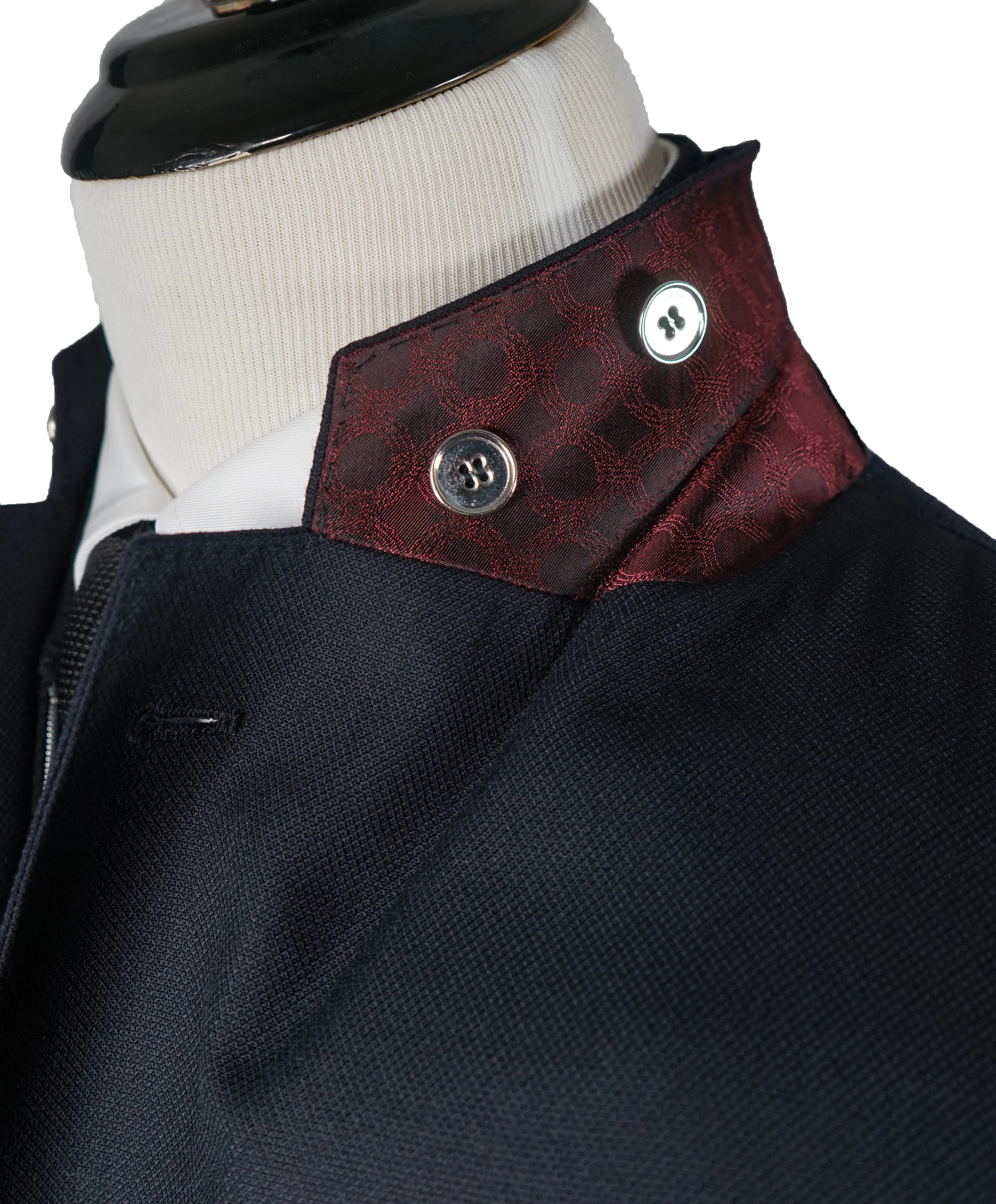 CORNELIANI - ID Wool Blazer Coat Logo Hardware Suede Detail - 46R