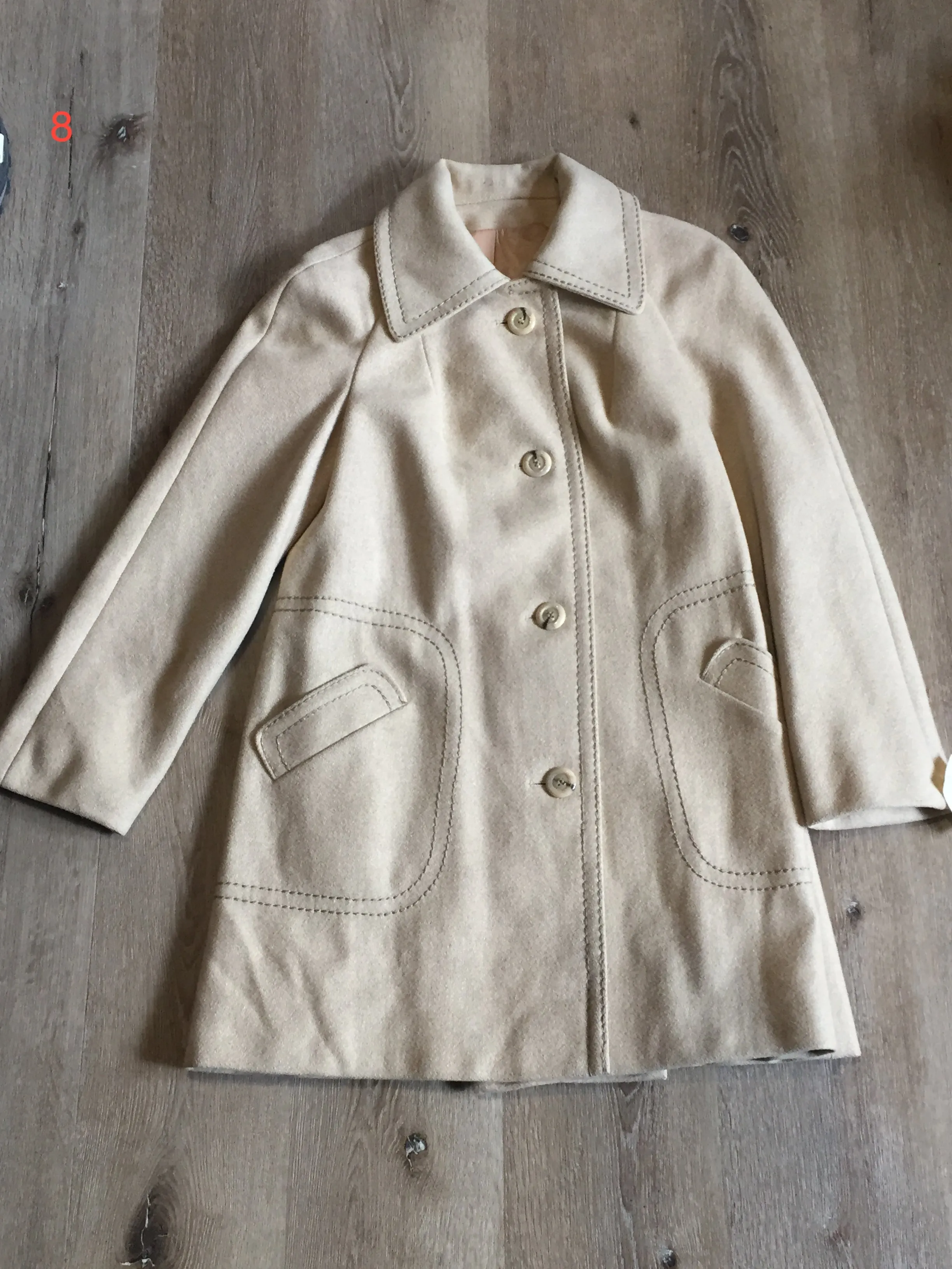 Country Pacer Beige Wool Car Coat, Made in USA SOLD