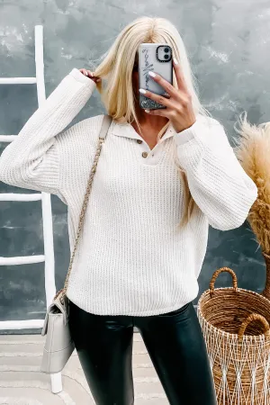 Craving Cuddles Chenille Button-Neck Sweater (Cream)
