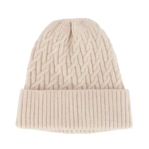 CTM® Women's Solid Braided Knit Winter Beanie Hat