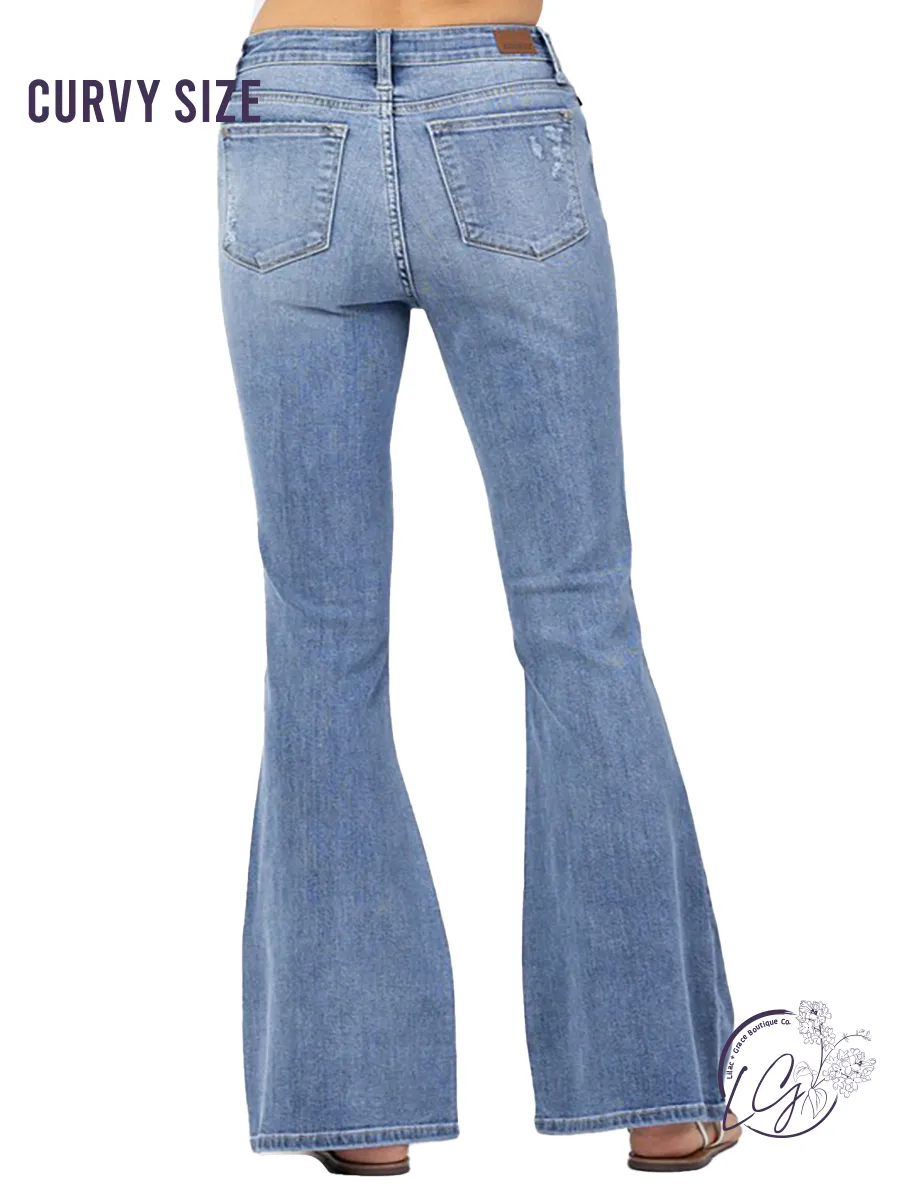Curvy Spencer High-Rise Distressed Flare by Judy Blue