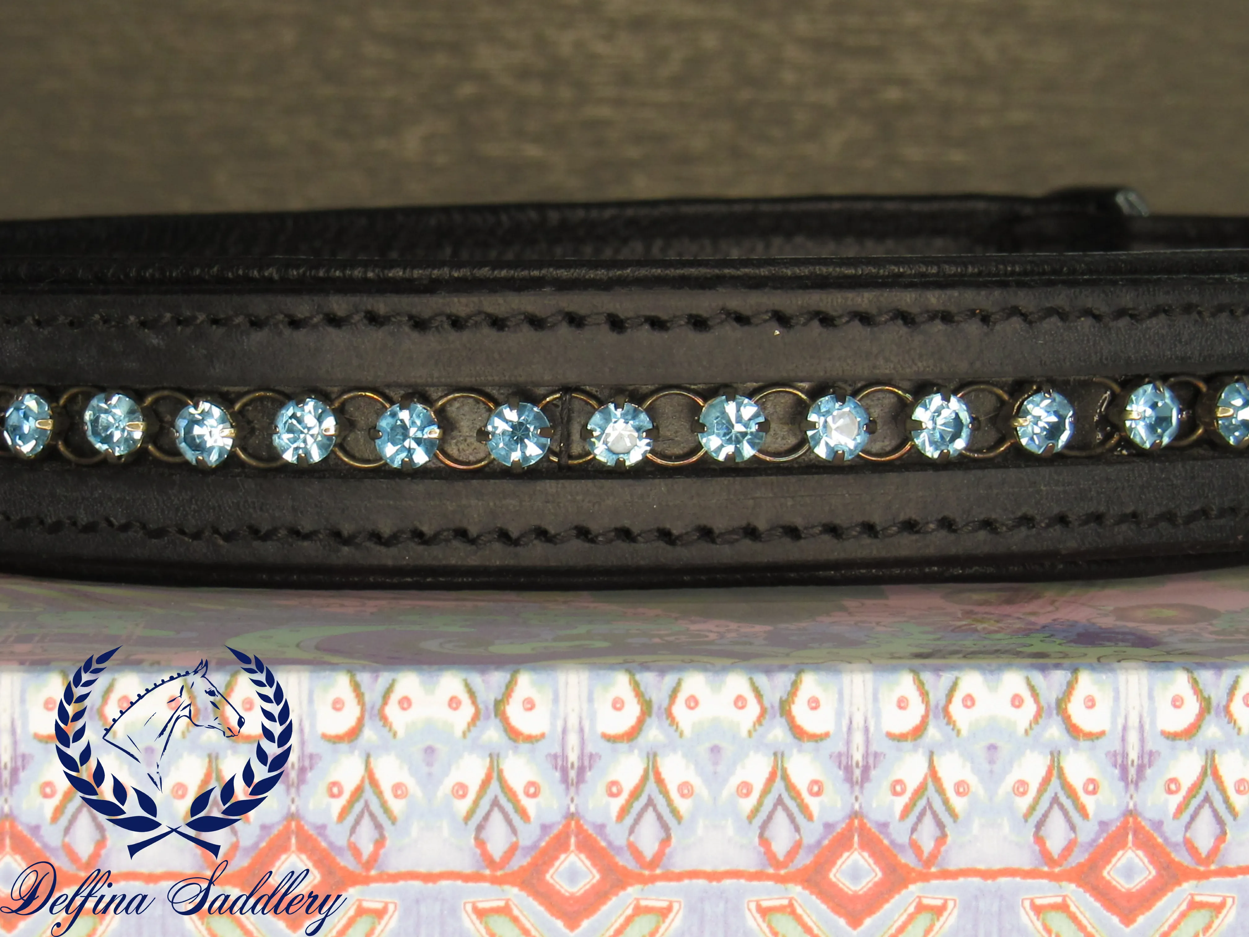 Custom Collar : Blue Swiss Crystals & Copper Rings - XL & XXXL