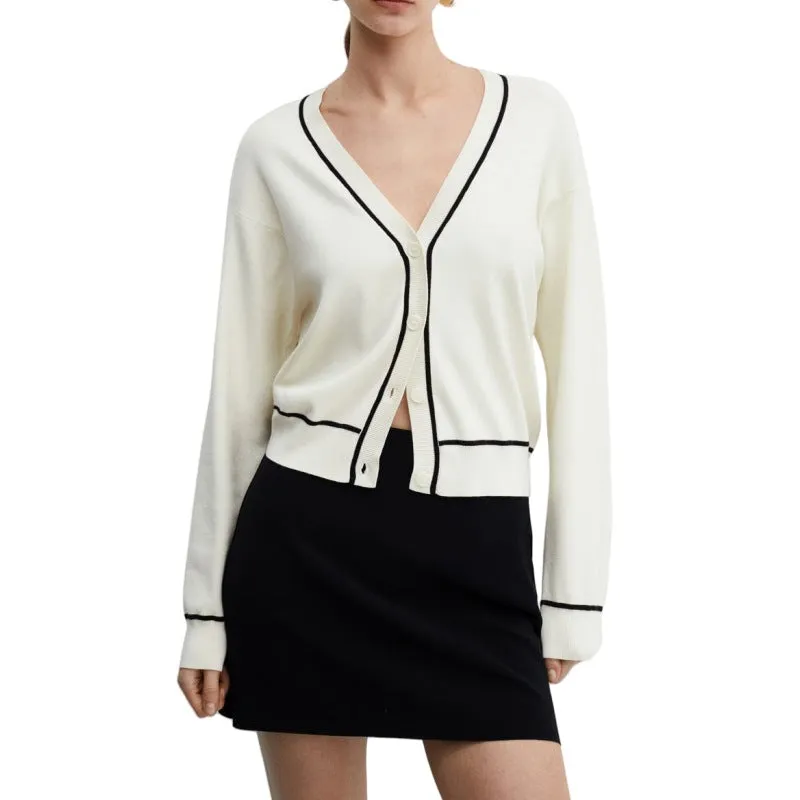 Custom Women's Sweater with Contrast Trim - OEM/ODM Knit Sweater Manufacturer