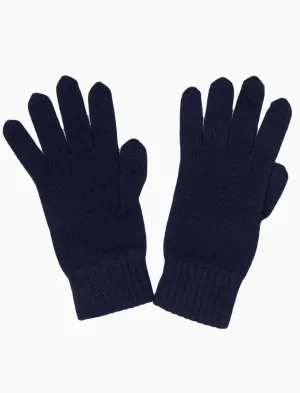 Dark Blue Solid Wool Gloves
