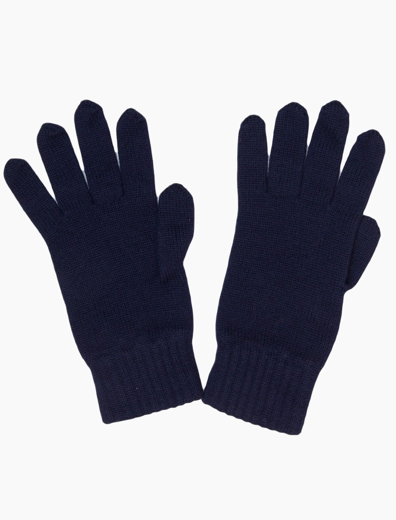 Dark Blue Solid Wool Gloves