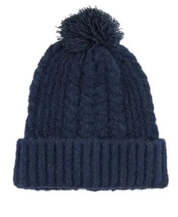 Dark Navy Cozy Sweater Knit Pom Beanie