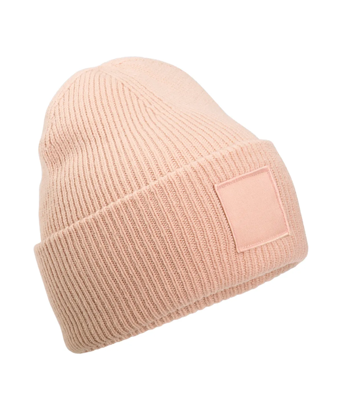 Deep-cuffed tonal patch beanie | Peach