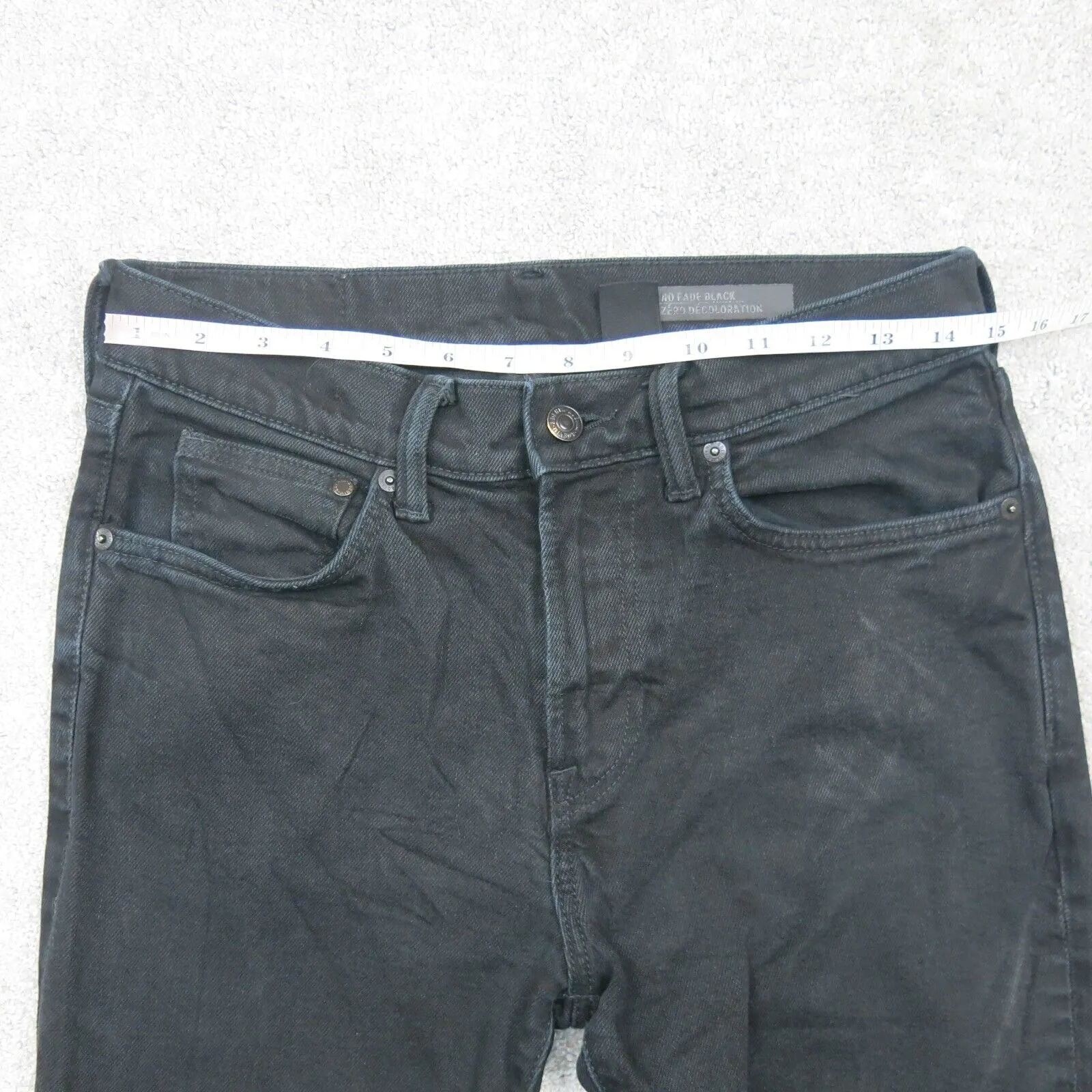 Denim No Fade Black Mens Skinny Leg Denim Jeans Stretch Black Size W30XL32
