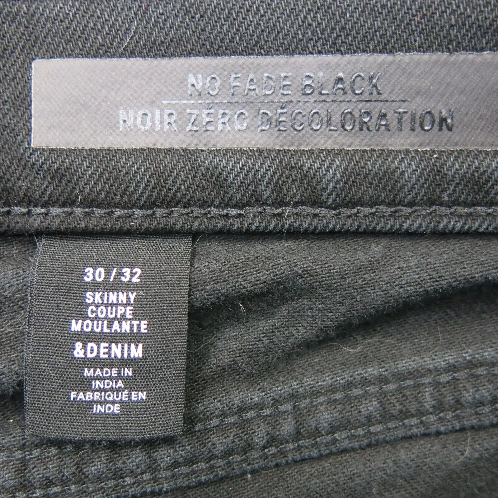 Denim No Fade Black Mens Skinny Leg Denim Jeans Stretch Black Size W30XL32