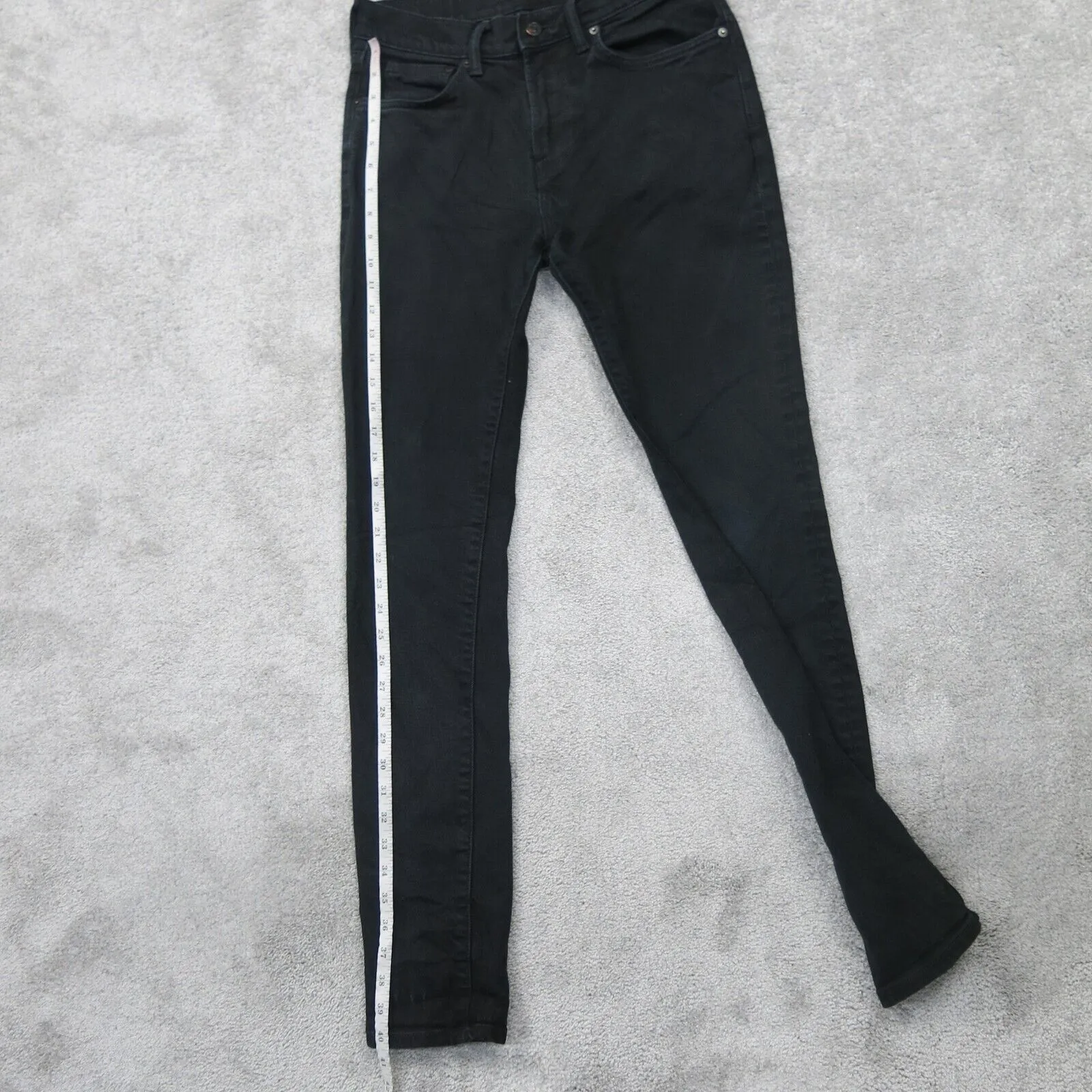 Denim No Fade Black Mens Skinny Leg Denim Jeans Stretch Black Size W30XL32