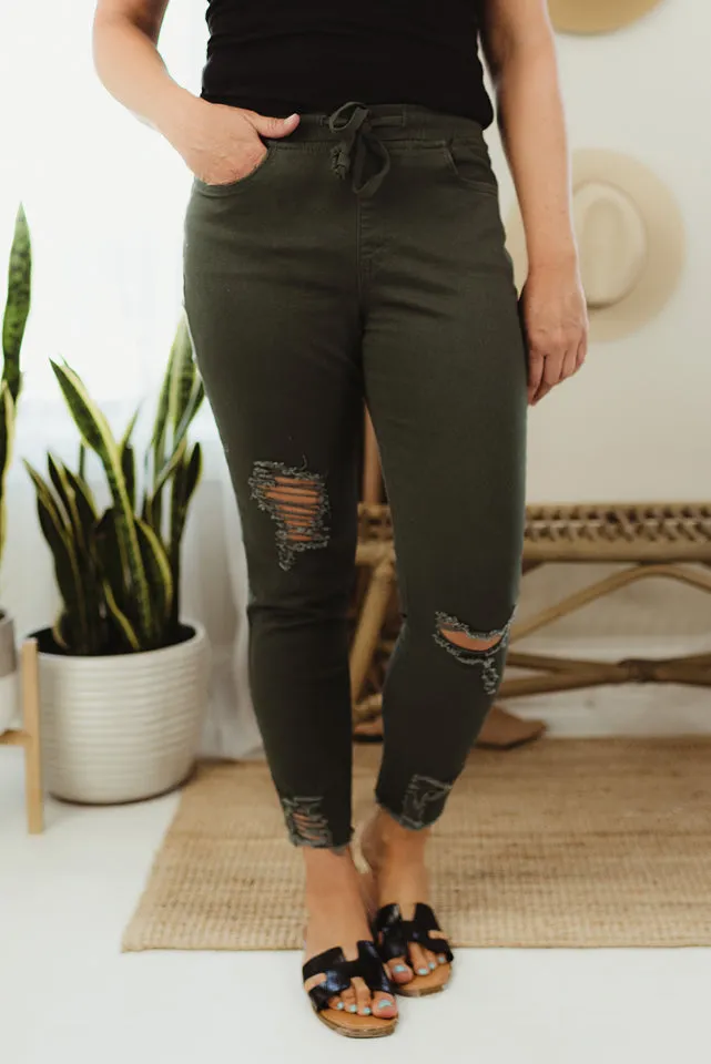 Distressed Ankle Joggers