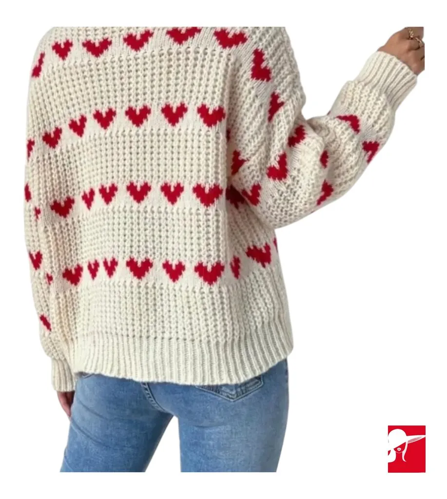 Doublju Love Jacquard pullover sweater NEW size M