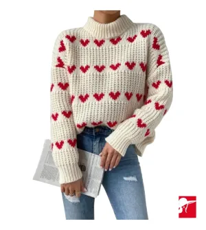 Doublju Love Jacquard pullover sweater NEW size M