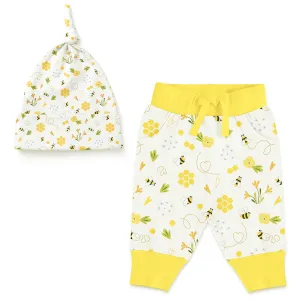 Endanzoo Matching Organic Cuff Pant & Knotted Beanie - BumbleBee