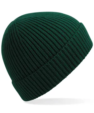 Engineered knit ribbed beanie | Bottle Green